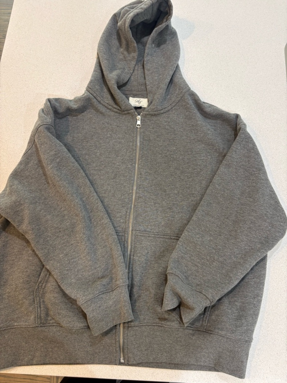 American Eagle Outfitters Gray Full-Zip Hoodie